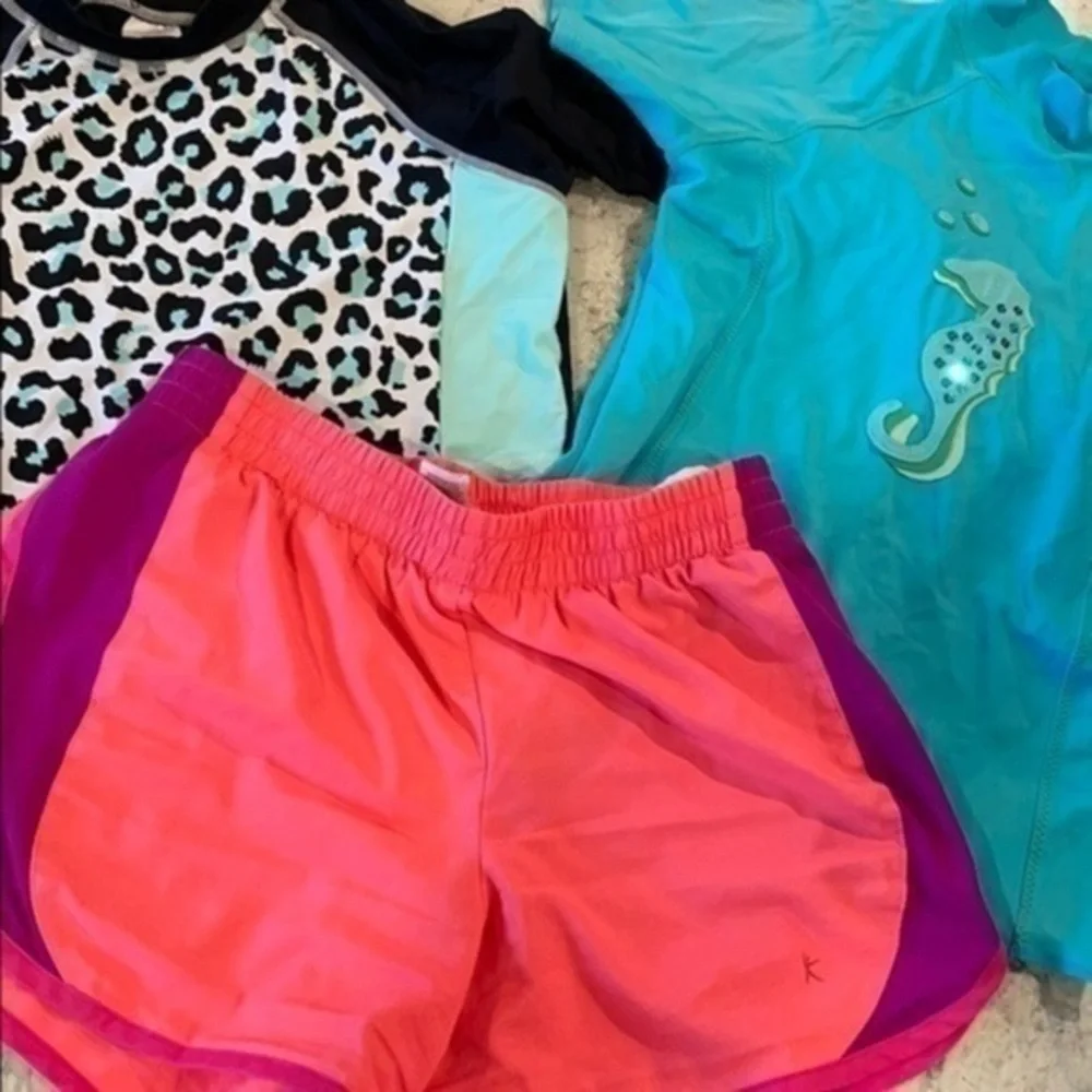 Lands end tops 12-14 bundle shorts and 2. Swim shirts